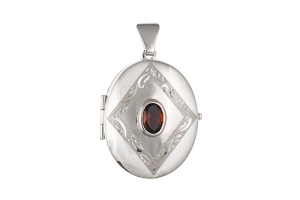 Planet Gold - Silver Locket - Real Stone